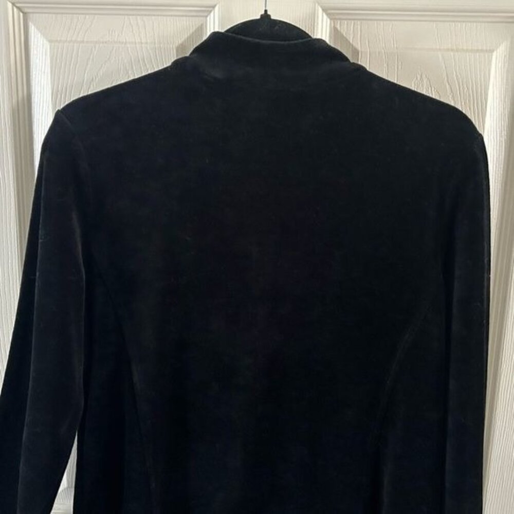 Zenergy by Chico’s Black Velvety Rhinestone Full Zip Jacket, Sz 1 - Picture 11 of 15